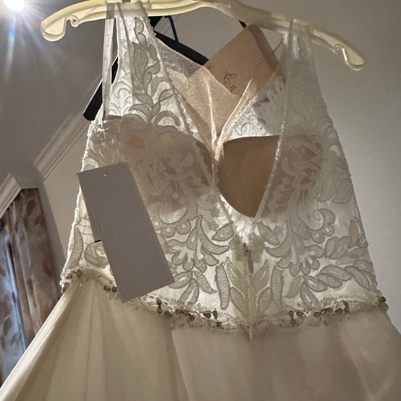 Elegant Cream Lace Wedding Dress - Picture 8 of 14